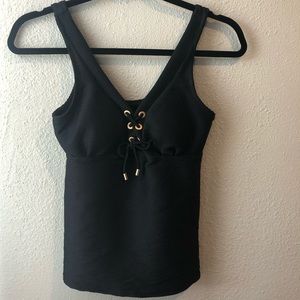 Lands End Black Textured Tankini
